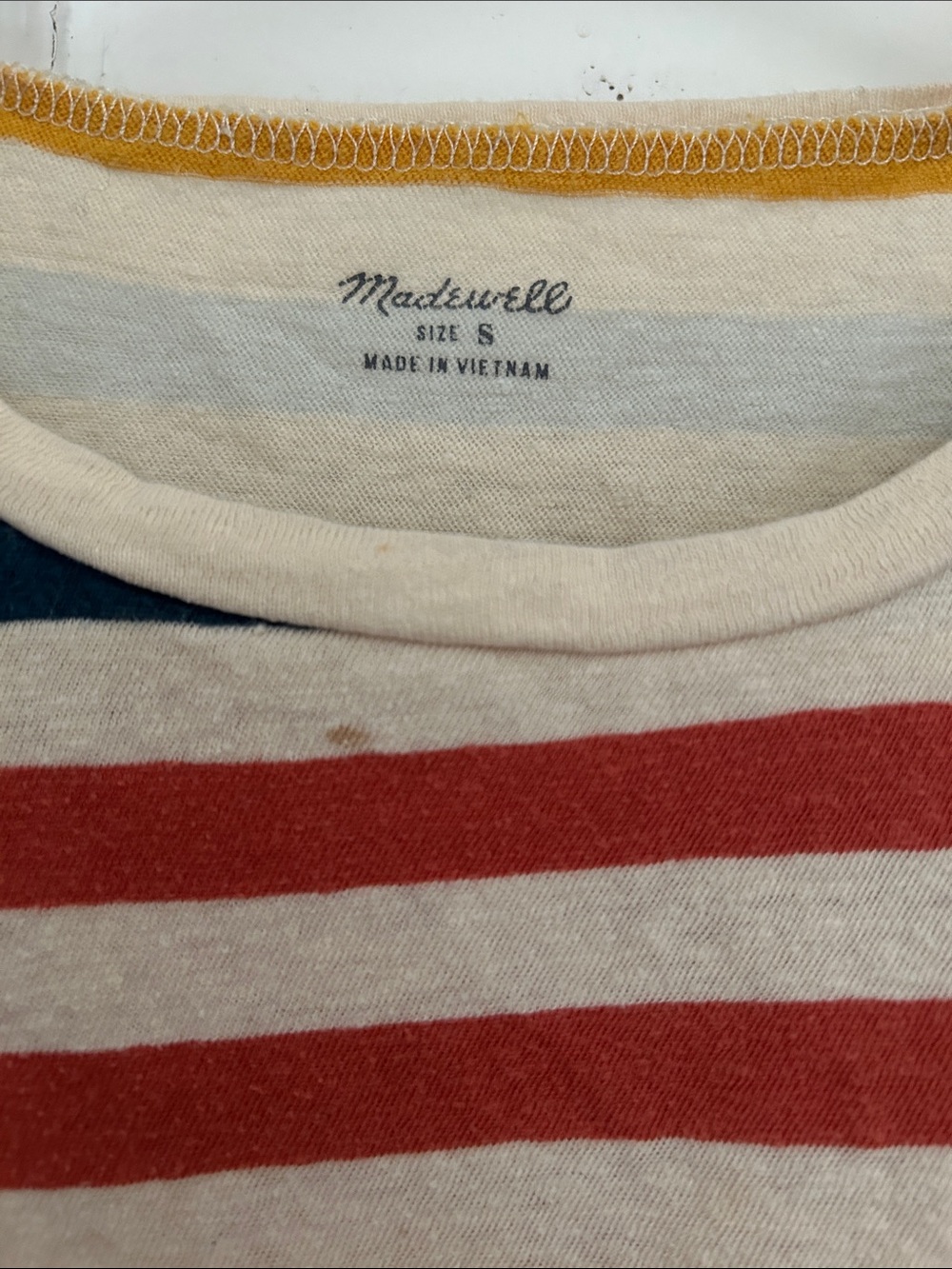 Madewell Striped Crewneck Tee in Cream, Red, Navy & Mustard - Picture 3 of 4
